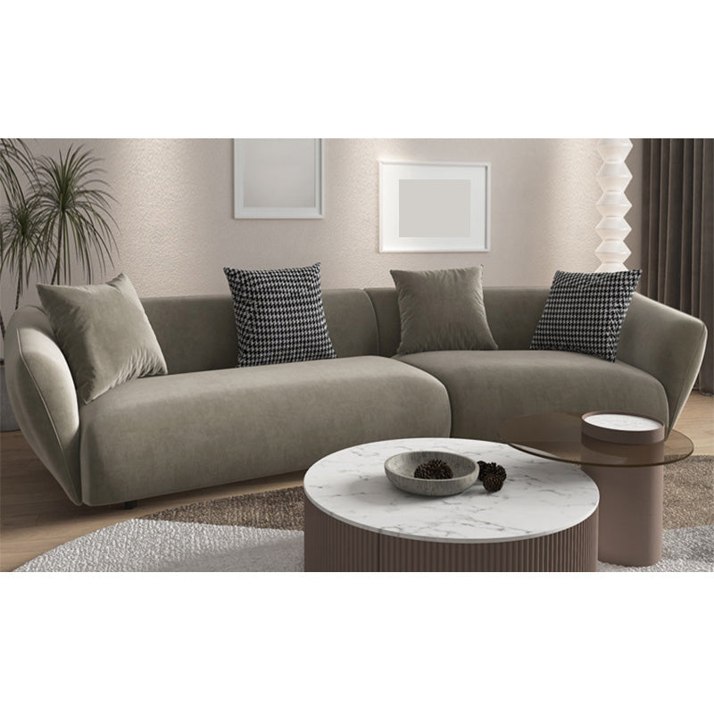 Dark Gray Flared Arm Sectional Contemporary Tight Back Curved Sofa for Living Room 110"L x 55"W x 28"H Faux Leather Clearhalo 'furn' 'furn_sectionals' 'Furniture' 'furniture_sectionals' 'Living Room Furniture' 'Sectionals' 4908716