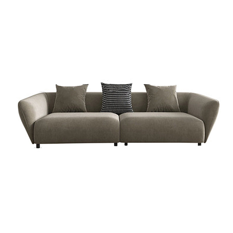 Dark Gray Flared Arm Sectional Contemporary Tight Back Curved Sofa for Living Room 110"L x 39"W x 28"H Suede Clearhalo 'furn' 'furn_sectionals' 'Furniture' 'furniture_sectionals' 'Living Room Furniture' 'Sectionals' 4908717