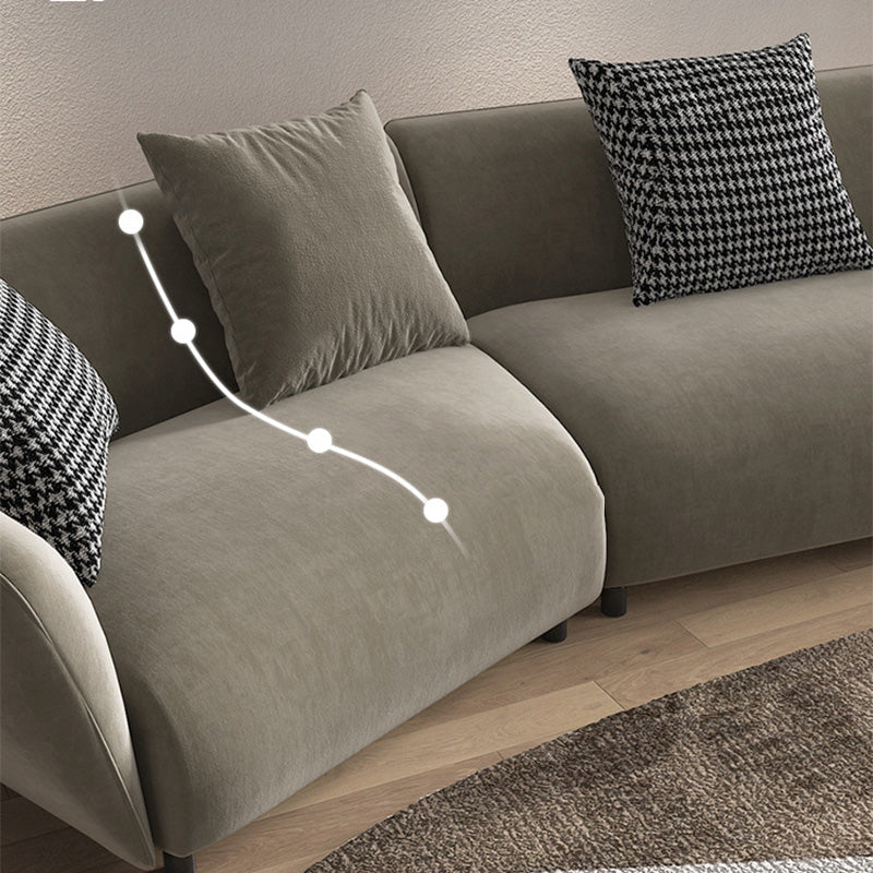 Dark Gray Flared Arm Sectional Contemporary Tight Back Curved Sofa for Living Room Clearhalo 'furn' 'furn_sectionals' 'Furniture' 'furniture_sectionals' 'Living Room Furniture' 'Sectionals' 4908723