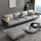 Light-grey Faux Leather Pillow Top Arm Sofa/Sectional with Stain-Resistant 126"L x 63"W x 36"H Latex Clearhalo 'furn' 'furn_sectionals' 'Furniture' 'furniture_sectionals' 'Living Room Furniture' 'Sectionals' 4908730