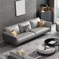 Light-grey Faux Leather Pillow Top Arm Sofa/Sectional with Stain-Resistant Clearhalo 'furn' 'furn_sectionals' 'Furniture' 'furniture_sectionals' 'Living Room Furniture' 'Sectionals' 4908732