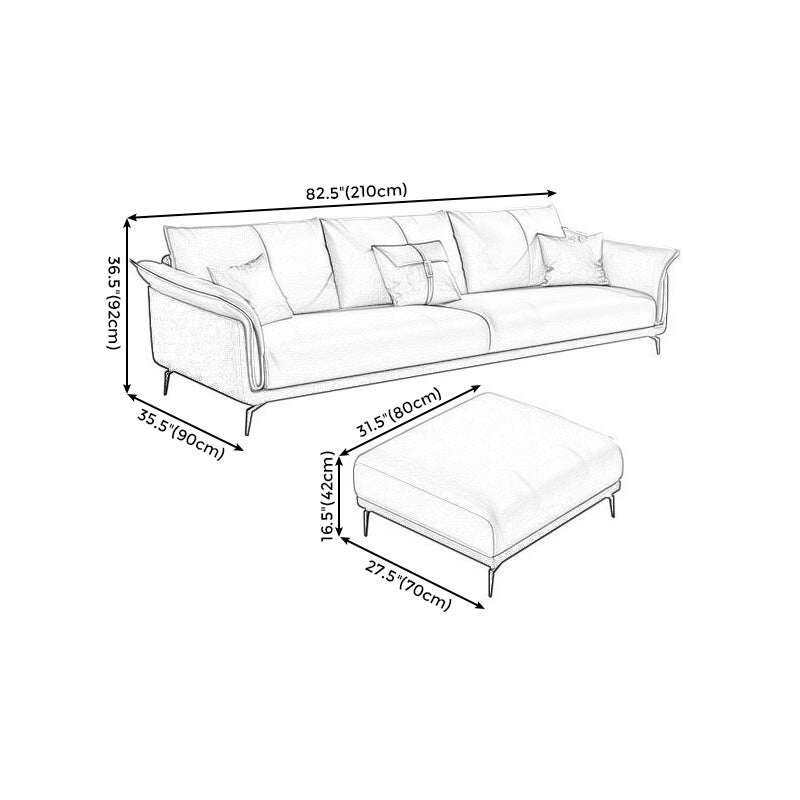 Light-grey Faux Leather Pillow Top Arm Sofa/Sectional with Stain-Resistant Clearhalo 'furn' 'furn_sectionals' 'Furniture' 'furniture_sectionals' 'Living Room Furniture' 'Sectionals' 4908742