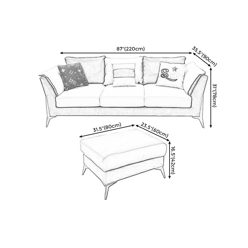 Blue and Cream Faux Leather Sectional Waterproof Sofa with Removable Cushions Clearhalo 'furn' 'furn_sectionals' 'Furniture' 'furniture_sectionals' 'Living Room Furniture' 'Sectionals' 4908763