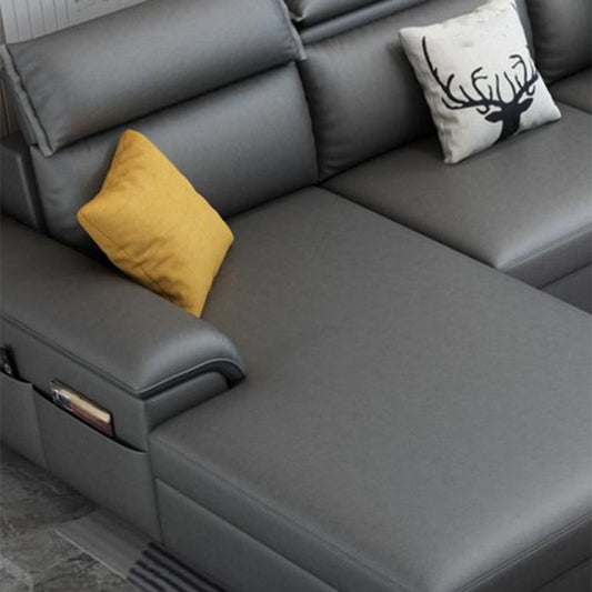 Modern L-Shape Sectional Pillow Back Cushion Sofa and Chaise with Storage Clearhalo 'furn' 'furn_sectionals' 'Furniture' 'furniture_sectionals' 'Living Room Furniture' 'Sectionals' 4908776