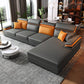 Mid-Century Modern L-Shape Sectional Pillow Top Arm Sofa and Chaise Orange Dark Grey Right Clearhalo 'furn' 'furn_sectionals' 'Furniture' 'furniture_sectionals' 'Living Room Furniture' 'Sectionals' 4908782