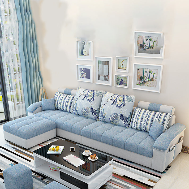 Modern L-Shape Sectionals 31.5"H High Back Sofa with Storage Gray-Blue Clearhalo 'furn' 'furn_sectionals' 'Furniture' 'furniture_sectionals' 'Living Room Furniture' 'Sectionals' 4908796