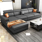 Modern Black Faux Leather Sectional Square Arm Sofa for Living Room 130"L x 71"W x 35"H Foam Clearhalo 'furn' 'furn_sectionals' 'Furniture' 'furniture_sectionals' 'Living Room Furniture' 'Sectionals' 4908808