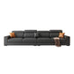 Modern Black Faux Leather Sectional Square Arm Sofa for Living Room 130"L x 35"W x 35"H Clearhalo 'furn' 'furn_sectionals' 'Furniture' 'furniture_sectionals' 'Living Room Furniture' 'Sectionals' 4908809