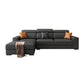 Modern Black Faux Leather Sectional Square Arm Sofa for Living Room 100"L x 71"W x 35"H Clearhalo 'furn' 'furn_sectionals' 'Furniture' 'furniture_sectionals' 'Living Room Furniture' 'Sectionals' 4908810