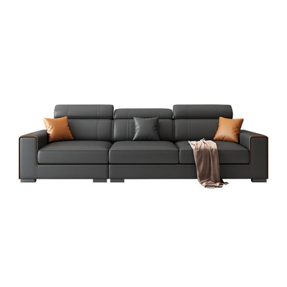 Modern Black Faux Leather Sectional Square Arm Sofa for Living Room 100"L x 35"W x 35"H Clearhalo 'furn' 'furn_sectionals' 'Furniture' 'furniture_sectionals' 'Living Room Furniture' 'Sectionals' 4908812