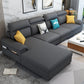 Contemporary 4-seater Sectional Scratch-Resistant Sofa with Storage Dark Gray Linen Blend Clearhalo 'Furniture' 'furniture_sectionals' 'Living Room Furniture' 'Sectionals' 4908843