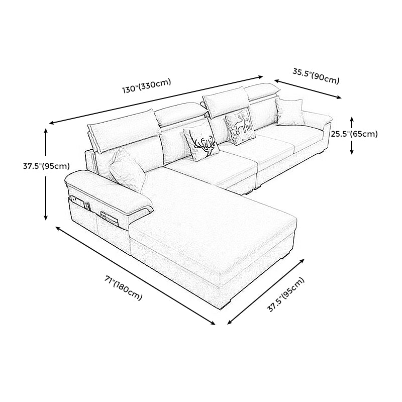 Contemporary 4-seater Sectional Scratch-Resistant Sofa with Storage Clearhalo 'Furniture' 'furniture_sectionals' 'Living Room Furniture' 'Sectionals' 4908852
