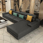 Right Hand Facing Sofa L-Shape Sectional 4-seater for Living Room Dark Gray-Black Clearhalo 'furn' 'furn_sectionals' 'Furniture' 'furniture_sectionals' 'Living Room Furniture' 'Sectionals' 4908855