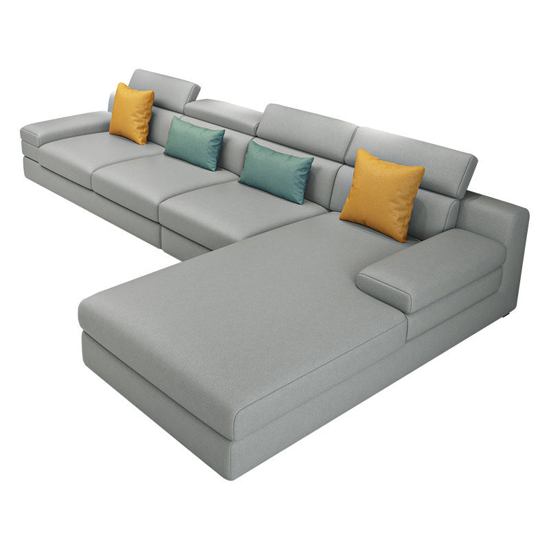 Right Hand Facing Sofa L-Shape Sectional 4-seater for Living Room 134"L x 71"W x 37"H Light Gray-Black Clearhalo 'furn' 'furn_sectionals' 'Furniture' 'furniture_sectionals' 'Living Room Furniture' 'Sectionals' 4908860