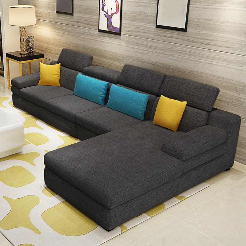 Right Hand Facing Sofa L-Shape Sectional 4-seater for Living Room Dark Gray Clearhalo 'furn' 'furn_sectionals' 'Furniture' 'furniture_sectionals' 'Living Room Furniture' 'Sectionals' 4908861