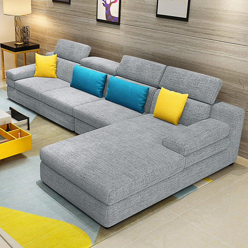 Right Hand Facing Sofa L-Shape Sectional 4-seater for Living Room Light Gray Clearhalo 'furn' 'furn_sectionals' 'Furniture' 'furniture_sectionals' 'Living Room Furniture' 'Sectionals' 4908863