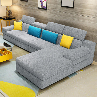 Right Hand Facing Sofa L-Shape Sectional 4-seater for Living Room Light Gray Clearhalo 'furn' 'furn_sectionals' 'Furniture' 'furniture_sectionals' 'Living Room Furniture' 'Sectionals' 4908863