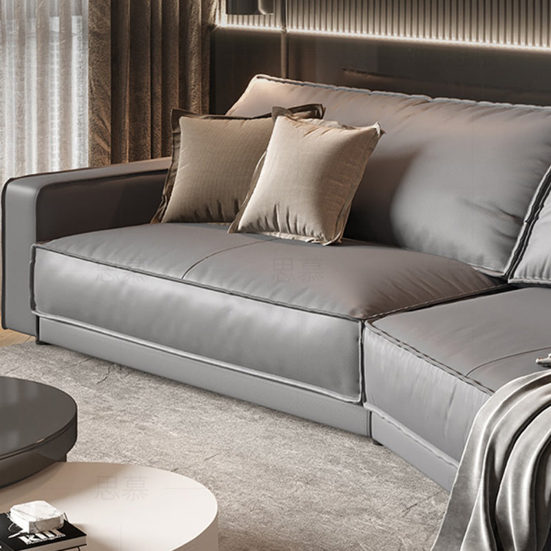 Modern Light Gray Curved Sofa Genuine Leather Corner Sectional for Apartment Clearhalo 'furn' 'furn_sectionals' 'Furniture' 'furniture_sectionals' 'Living Room Furniture' 'Sectionals' 4908888