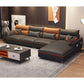 Faux Leather Square Arm Sectional Modern Stain-Resistant Sofa and Chaise for Apartment 122"L x 71"W x 35"H Latex Clearhalo 'furn' 'furn_sectionals' 'Furniture' 'furniture_sectionals' 'Living Room Furniture' 'Sectionals' 4908895