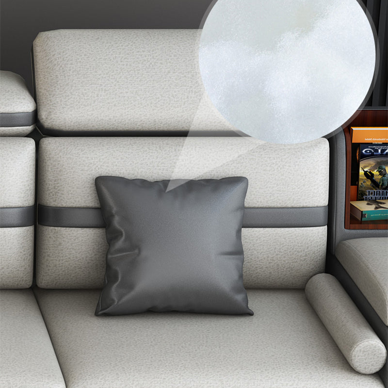 Stain-Resistant Faux Leather Sofa Pillow Top Arm Sectional for Apartment Clearhalo 'furn' 'furn_sectionals' 'Furniture' 'furniture_sectionals' 'Living Room Furniture' 'Sectionals' 4908917