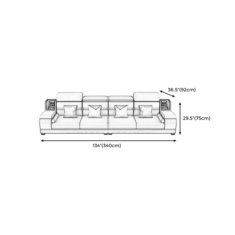 Stain-Resistant Faux Leather Sofa Pillow Top Arm Sectional for Apartment Clearhalo 'furn' 'furn_sectionals' 'Furniture' 'furniture_sectionals' 'Living Room Furniture' 'Sectionals' 4908920
