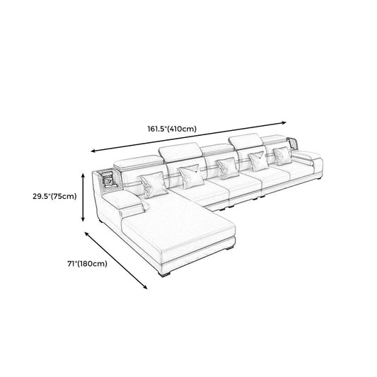 Stain-Resistant Faux Leather Sofa Pillow Top Arm Sectional for Apartment Clearhalo 'furn' 'furn_sectionals' 'Furniture' 'furniture_sectionals' 'Living Room Furniture' 'Sectionals' 4908923