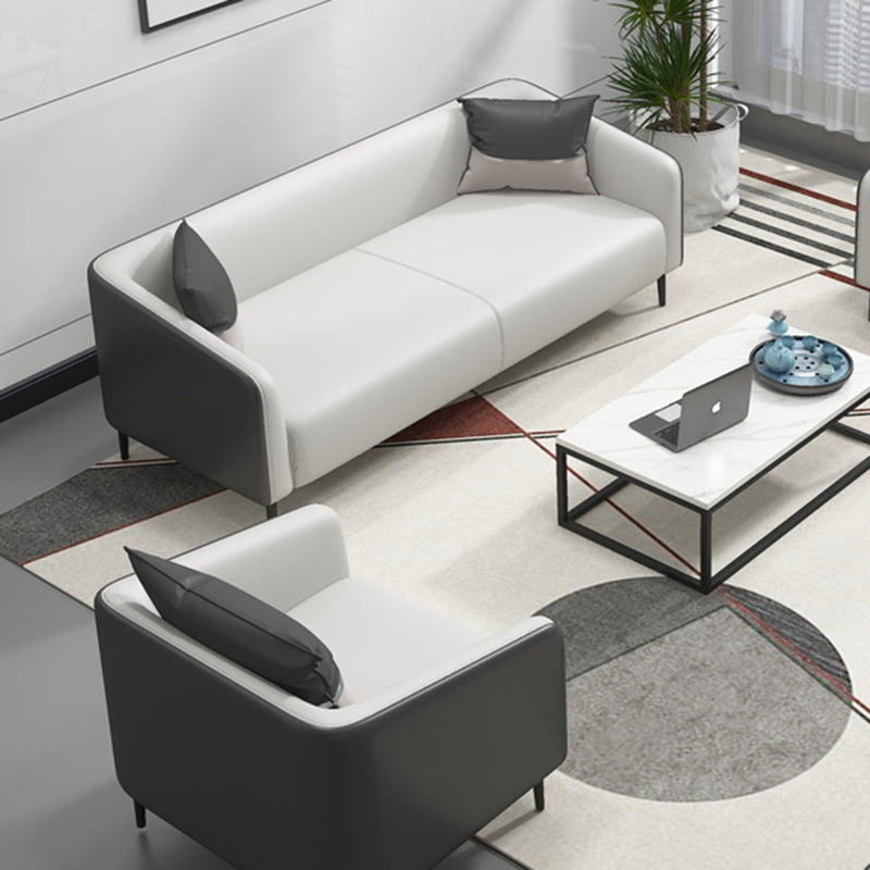Modern Genuine Leather Sofa Sloped Arm Couch with Tight Seat for Apartment Clearhalo 'furn' 'furn_sofas' 'Furniture' 'furniture_sofas' 'Living Room Furniture' 'Sofa' 'sofas' 4908949