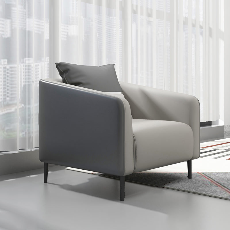 Modern Genuine Leather Sofa Sloped Arm Couch with Tight Seat for Apartment 31.5"L x 32"W x 28"H Grey Clearhalo 'furn' 'furn_sofas' 'Furniture' 'furniture_sofas' 'Living Room Furniture' 'Sofa' 'sofas' 4908956