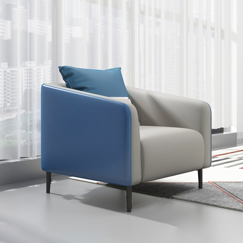 Modern Genuine Leather Sofa Sloped Arm Couch with Tight Seat for Apartment 31.5"L x 32"W x 28"H Blue Clearhalo 'furn' 'furn_sofas' 'Furniture' 'furniture_sofas' 'Living Room Furniture' 'Sofa' 'sofas' 4908960