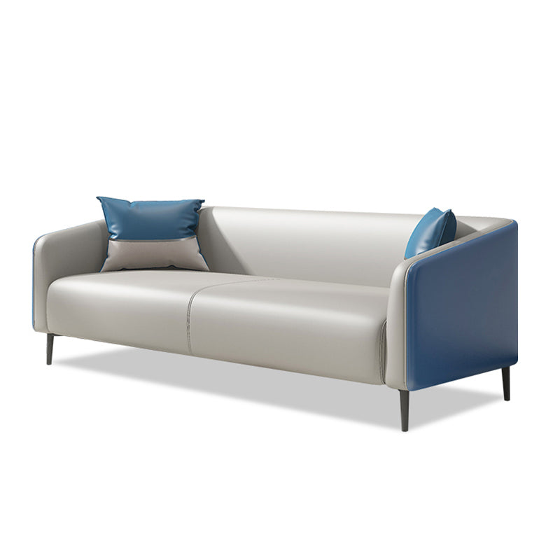Modern Genuine Leather Sofa Sloped Arm Couch with Tight Seat for Apartment Clearhalo 'furn' 'furn_sofas' 'Furniture' 'furniture_sofas' 'Living Room Furniture' 'Sofa' 'sofas' 4908961