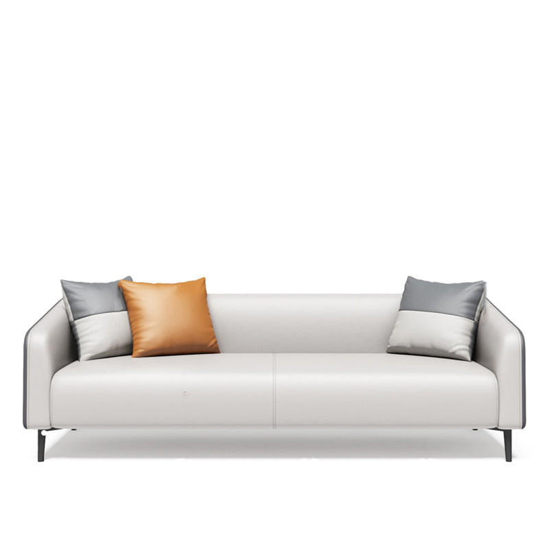 Modern Genuine Leather Sofa Sloped Arm Couch with Tight Seat for Apartment Clearhalo 'furn' 'furn_sofas' 'Furniture' 'furniture_sofas' 'Living Room Furniture' 'Sofa' 'sofas' 4908963