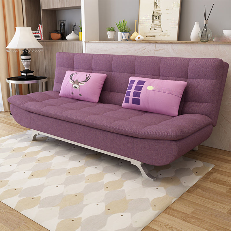 Contemporary Armless Sofa Foldable Couch with Tufted Back for Living Room Purple Clearhalo 'furn' 'furn_sofas' 'Furniture' 'furniture_sofas' 'Living Room Furniture' 'Sofa' 'sofas' 4908972