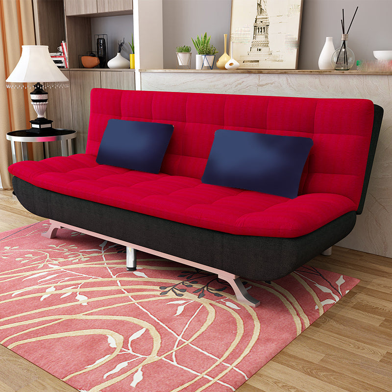 Contemporary Armless Sofa Foldable Couch with Tufted Back for Living Room Red-Black Clearhalo 'furn' 'furn_sofas' 'Furniture' 'furniture_sofas' 'Living Room Furniture' 'Sofa' 'sofas' 4908983