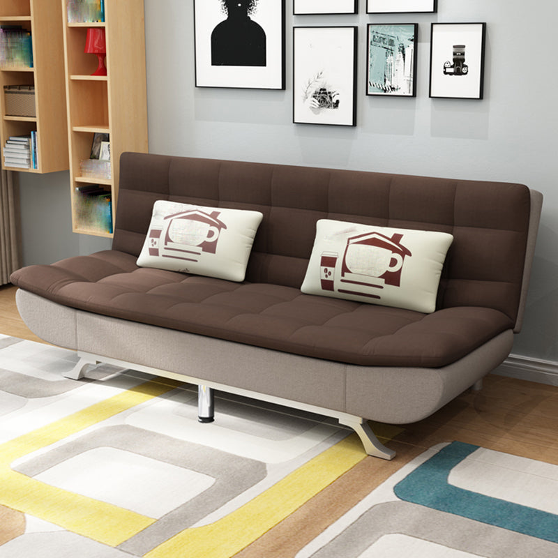 Contemporary Armless Sofa Foldable Couch with Tufted Back for Living Room Gray Coffee Clearhalo 'furn' 'furn_sofas' 'Furniture' 'furniture_sofas' 'Living Room Furniture' 'Sofa' 'sofas' 4908991