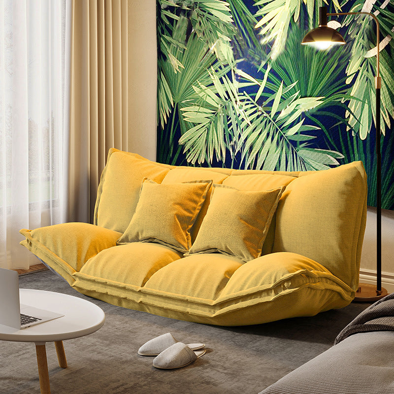 Modern Tight Back Convertible Sleeper Sofa Fabric Armless Solid Color Sofa 63"L x 41"W x 20"H Yellow Clearhalo 'furn' 'furn_sofas' 'Furniture' 'furniture_sofas' 'Living Room Furniture' 'Sofa' 'sofas' 4908997