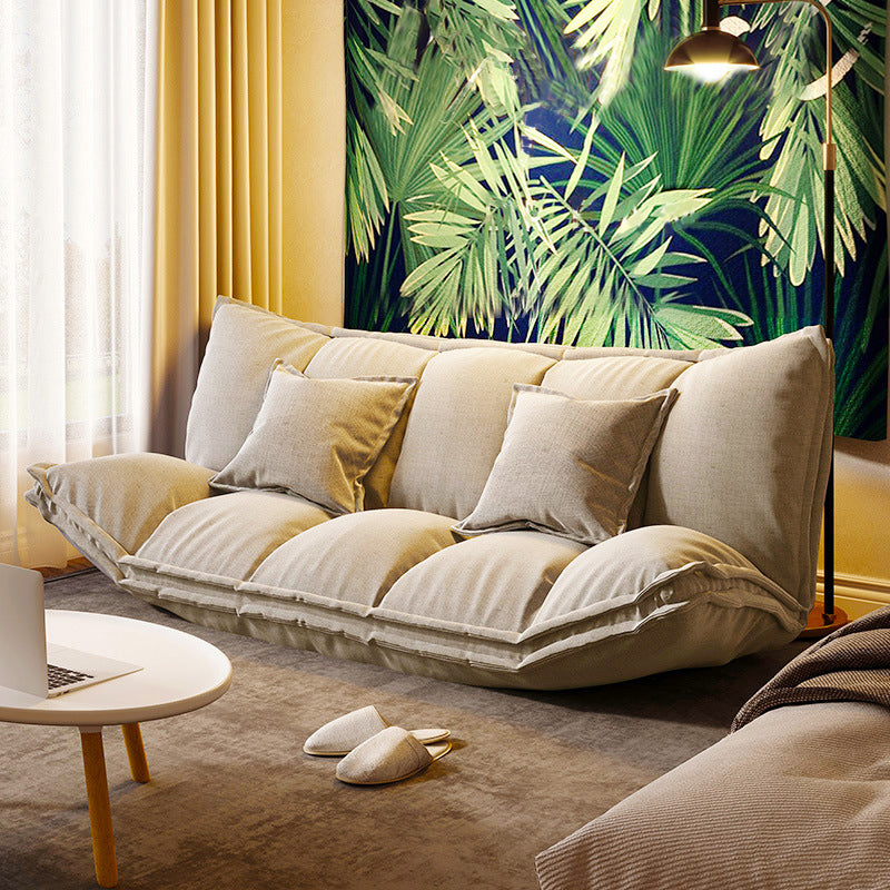 Modern Tight Back Convertible Sleeper Sofa Fabric Armless Solid Color Sofa 79"L x 41"W x 20"H Off-White Clearhalo 'furn' 'furn_sofas' 'Furniture' 'furniture_sofas' 'Living Room Furniture' 'Sofa' 'sofas' 4909003