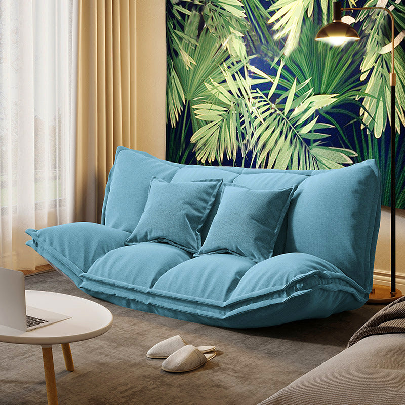 Modern Tight Back Convertible Sleeper Sofa Fabric Armless Solid Color Sofa 63"L x 41"W x 20"H Airy Blue Clearhalo 'furn' 'furn_sofas' 'Furniture' 'furniture_sofas' 'Living Room Furniture' 'Sofa' 'sofas' 4909006