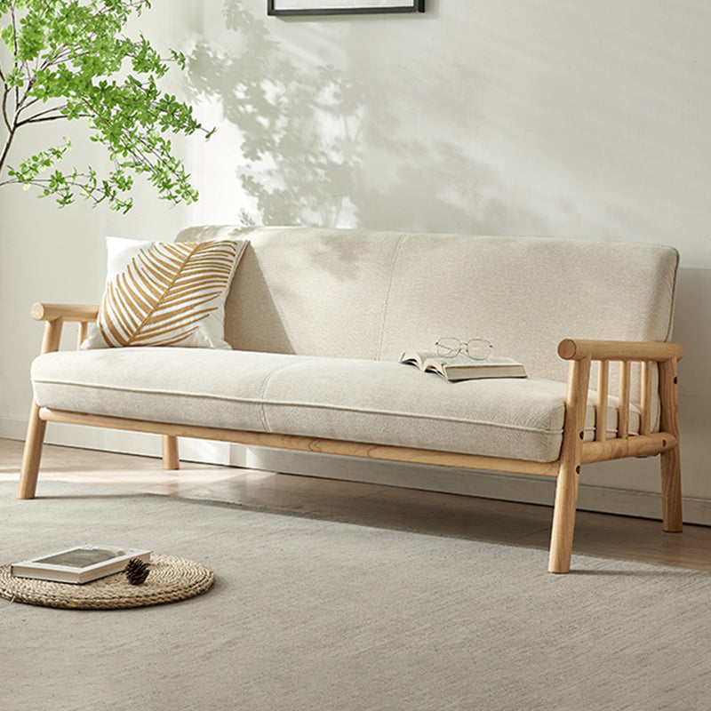 Modern Linen Square Arm Settee 29"W Tight Back Sofa for Living Room 65''L x29"W x 30"H Off-White Clearhalo 'furn' 'furn_sofas' 'Furniture' 'furniture_sofas' 'Living Room Furniture' 'Sofa' 'sofas' 4909015