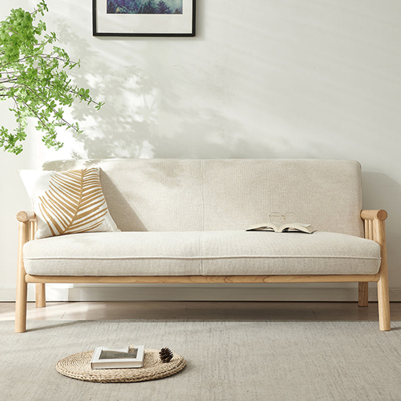Modern Linen Square Arm Settee 29"W Tight Back Sofa for Living Room 59.1"L x 28.7"W x 30.3"H Off-White Clearhalo 'furn' 'furn_sofas' 'Furniture' 'furniture_sofas' 'Living Room Furniture' 'Sofa' 'sofas' 4909019