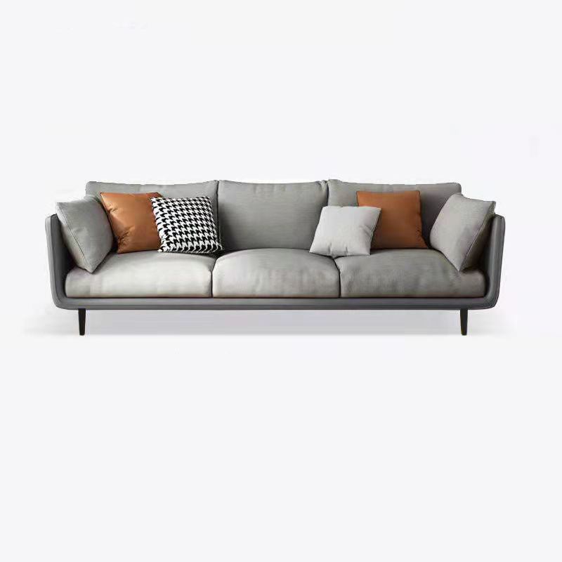Scandinavian 3-seater Sofa Tuxedo Arm Couch with Sewn Pillow Back Dark Grey Light Grey Clearhalo 'furn' 'furn_sofas' 'Furniture' 'furniture_sofas' 'Living Room Furniture' 'Sofa' 'sofas' 4909031