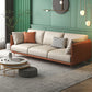 Scandinavian 3-seater Sofa Tuxedo Arm Couch with Sewn Pillow Back 83"L x 29.5"W x 33.5"H Beige Orange Clearhalo 'furn' 'furn_sofas' 'Furniture' 'furniture_sofas' 'Living Room Furniture' 'Sofa' 'sofas' 4909032