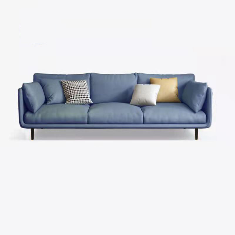 Scandinavian 3-seater Sofa Tuxedo Arm Couch with Sewn Pillow Back Blue Clearhalo 'furn' 'furn_sofas' 'Furniture' 'furniture_sofas' 'Living Room Furniture' 'Sofa' 'sofas' 4909033
