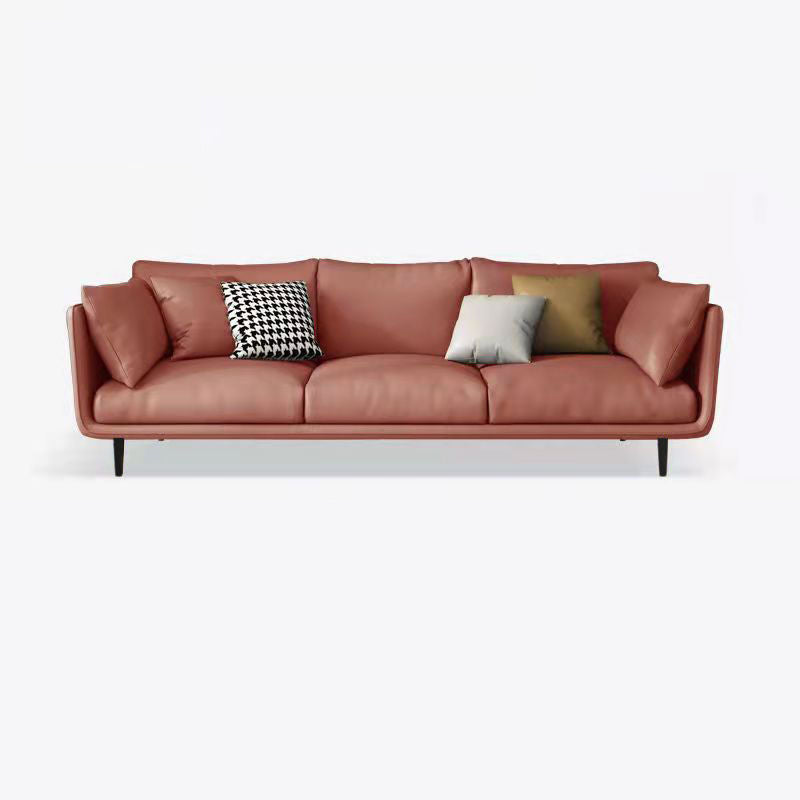 Scandinavian 3-seater Sofa Tuxedo Arm Couch with Sewn Pillow Back Red Clearhalo 'furn' 'furn_sofas' 'Furniture' 'furniture_sofas' 'Living Room Furniture' 'Sofa' 'sofas' 4909036