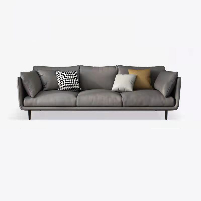 Scandinavian 3-seater Sofa Tuxedo Arm Couch with Sewn Pillow Back Grey Clearhalo 'furn' 'furn_sofas' 'Furniture' 'furniture_sofas' 'Living Room Furniture' 'Sofa' 'sofas' 4909037