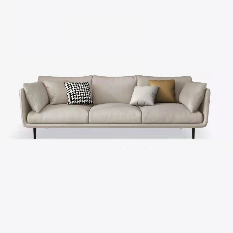 Scandinavian 3-seater Sofa Tuxedo Arm Couch with Sewn Pillow Back Off-White Clearhalo 'furn' 'furn_sofas' 'Furniture' 'furniture_sofas' 'Living Room Furniture' 'Sofa' 'sofas' 4909039