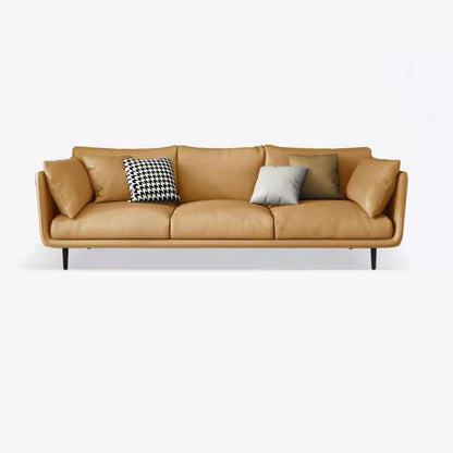 Scandinavian 3-seater Sofa Tuxedo Arm Couch with Sewn Pillow Back Brown Clearhalo 'furn' 'furn_sofas' 'Furniture' 'furniture_sofas' 'Living Room Furniture' 'Sofa' 'sofas' 4909040