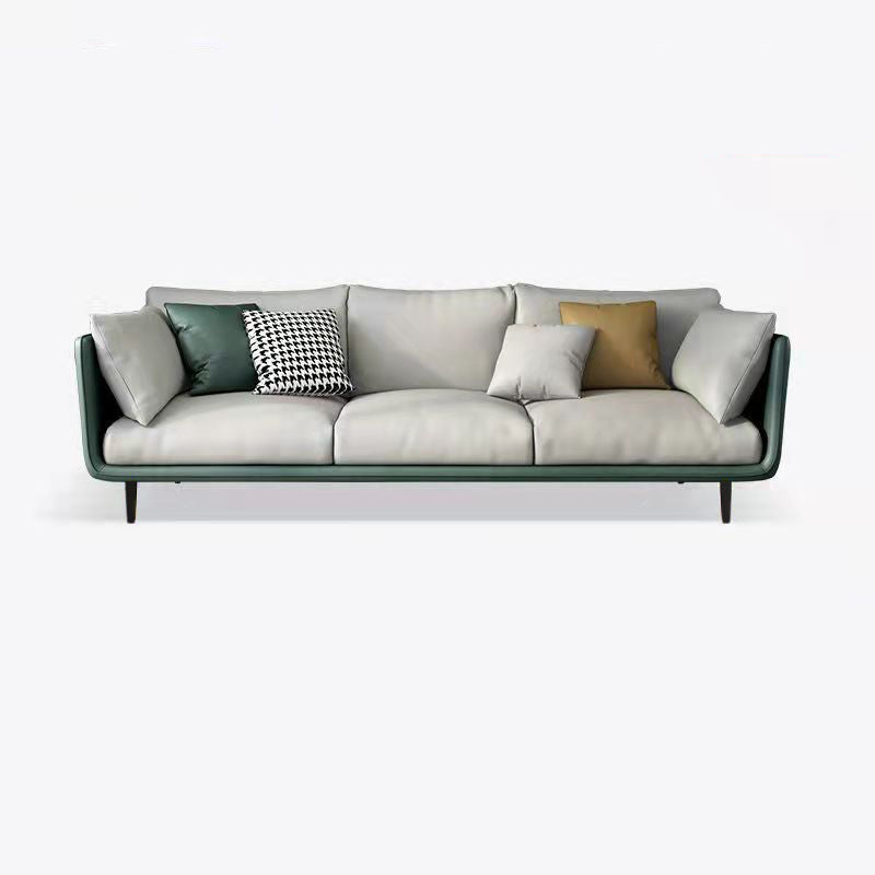 Scandinavian 3-seater Sofa Tuxedo Arm Couch with Sewn Pillow Back White-Green Clearhalo 'furn' 'furn_sofas' 'Furniture' 'furniture_sofas' 'Living Room Furniture' 'Sofa' 'sofas' 4909042