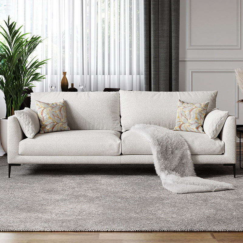 Contemporary Living Room Fabric Couch White Wool Blend Standard Sofa 83"L x 37"W x 31.5"H Clearhalo 'furn' 'furn_sofas' 'Furniture' 'furniture_sofas' 'Living Room Furniture' 'Sofa' 'sofas' 4909048