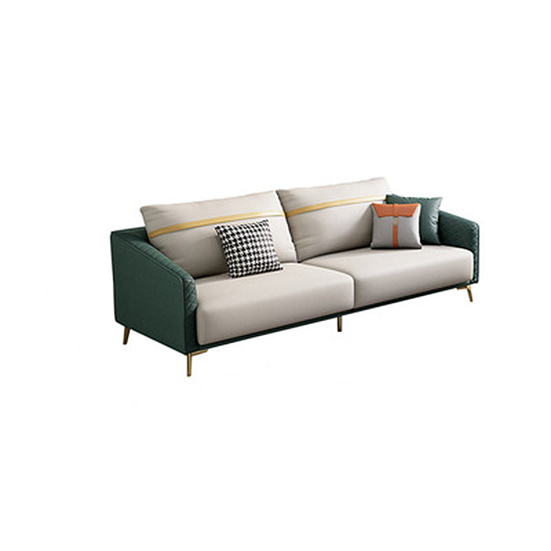 Green Living Room Sofa Sloped Arm Modern Faux Leather Settee with Brass Legs 71"L x 33.5"W x 28"H Clearhalo 'furn' 'furn_sofas' 'Furniture' 'furniture_sofas' 'Living Room Furniture' 'Sofa' 'sofas' 4909065