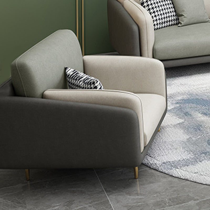 Living Room Faux Leather Sofa Modern Green and White Couch with Brass Legs 39"L x 33"W x 35"H Latex Clearhalo 'furn' 'furn_sofas' 'Furniture' 'furniture_sofas' 'Living Room Furniture' 'Sofa' 'sofas' 4909078